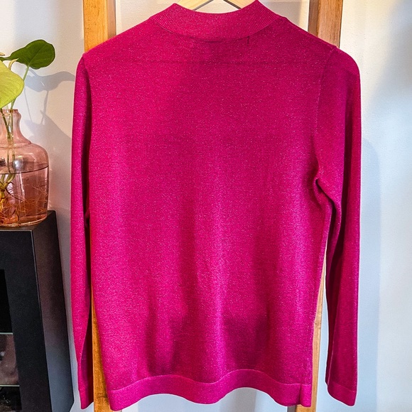 & Other Stories SZ S Hot Pink Sparkly Mock Neck Holiday Sweater! - Picture 5 of 9